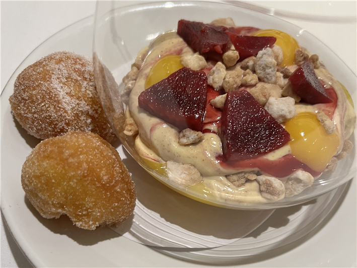 fruit fool with doughnuts